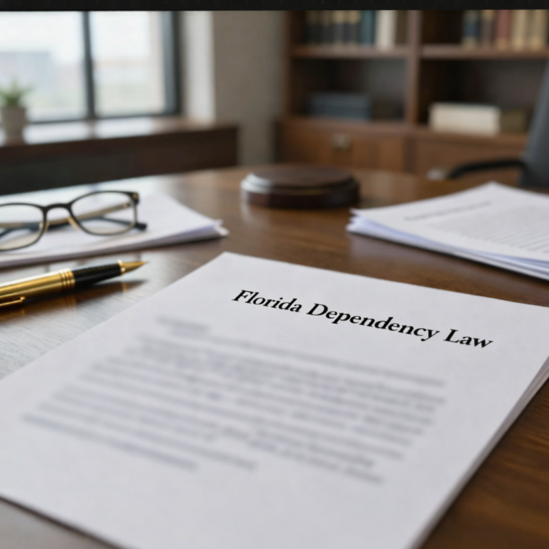 Florida dependency law document on table in office