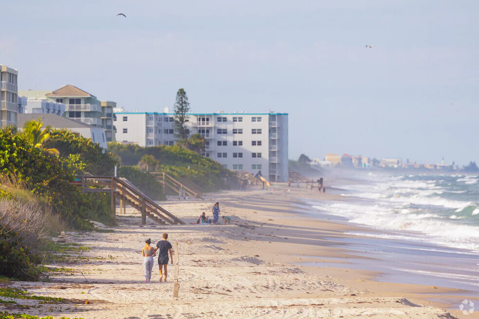 Satellite Beach, Florida beaches with condos, sand and waves